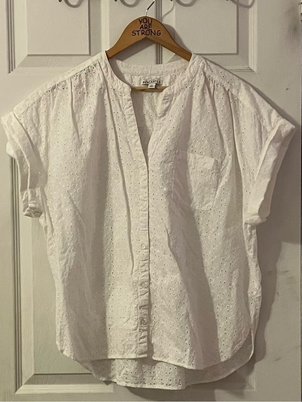 J. Crew White Eyelet Button-Down Shirt